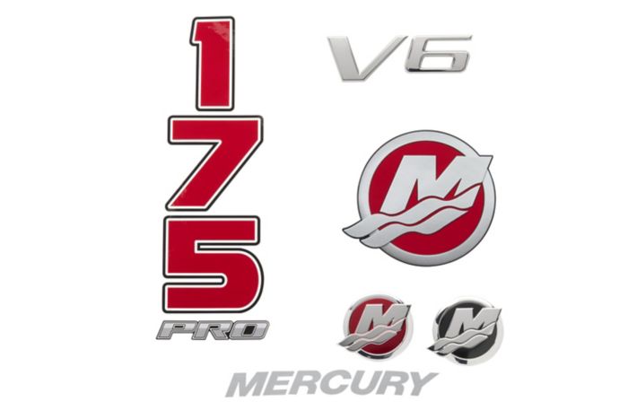 Mercury Decal Set 8M0214850 for 3.4L V6 175hp Pro XS Outboards — Mercury part 8M0214850