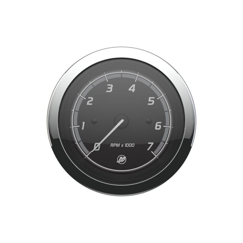 Tachometer, 7,000 RPM — Black Face, Chrome Bezel — Mercury part 8M6020002