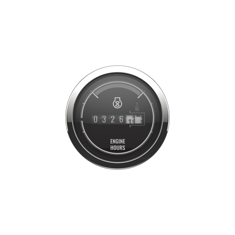 Cruiselog (Hour Meter) — Black Face, Chrome Bezel — Mercury part 8M6020008