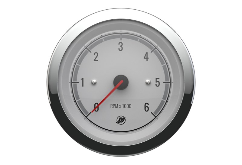 Tachometer, 6,000 RPM — White Face, Chrome Bezel — Mercury part 8M6020013