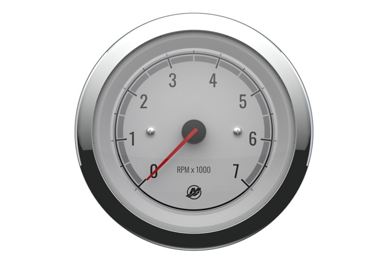 Tachometer, 7,000 RPM — White Face, Chrome Bezel — Mercury part 8M6020014