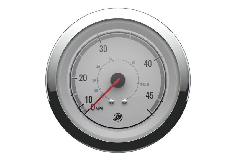 Speedometer, 45 MPH — White Face, Chrome Bezel — Mercury part 8M6020015