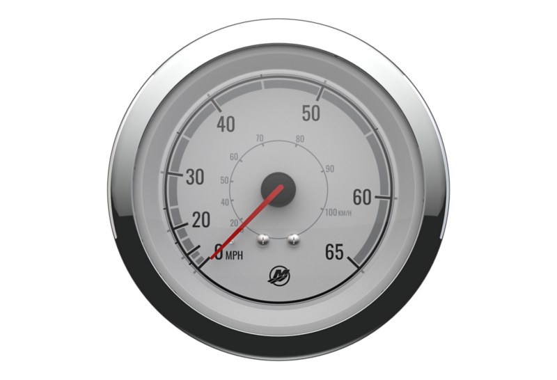 Speedometer, 65 MPH — White Face, Chrome Bezel — Mercury part 8M6020016