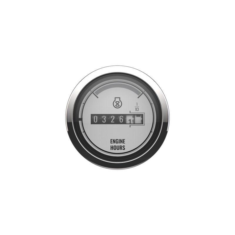 Cruiselog (Hour Meter) — White Face, Chrome Bezel — Mercury part 8M6020020